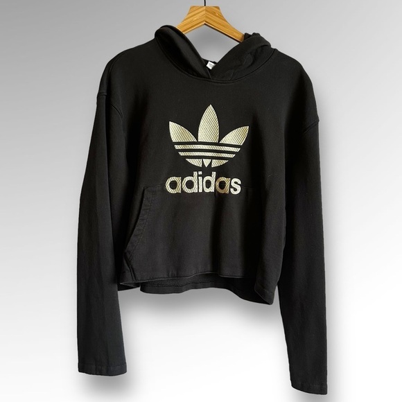 ADIDAS BLACK SWEATSHIRT HOODIE SZ S - Picture 1 of 7